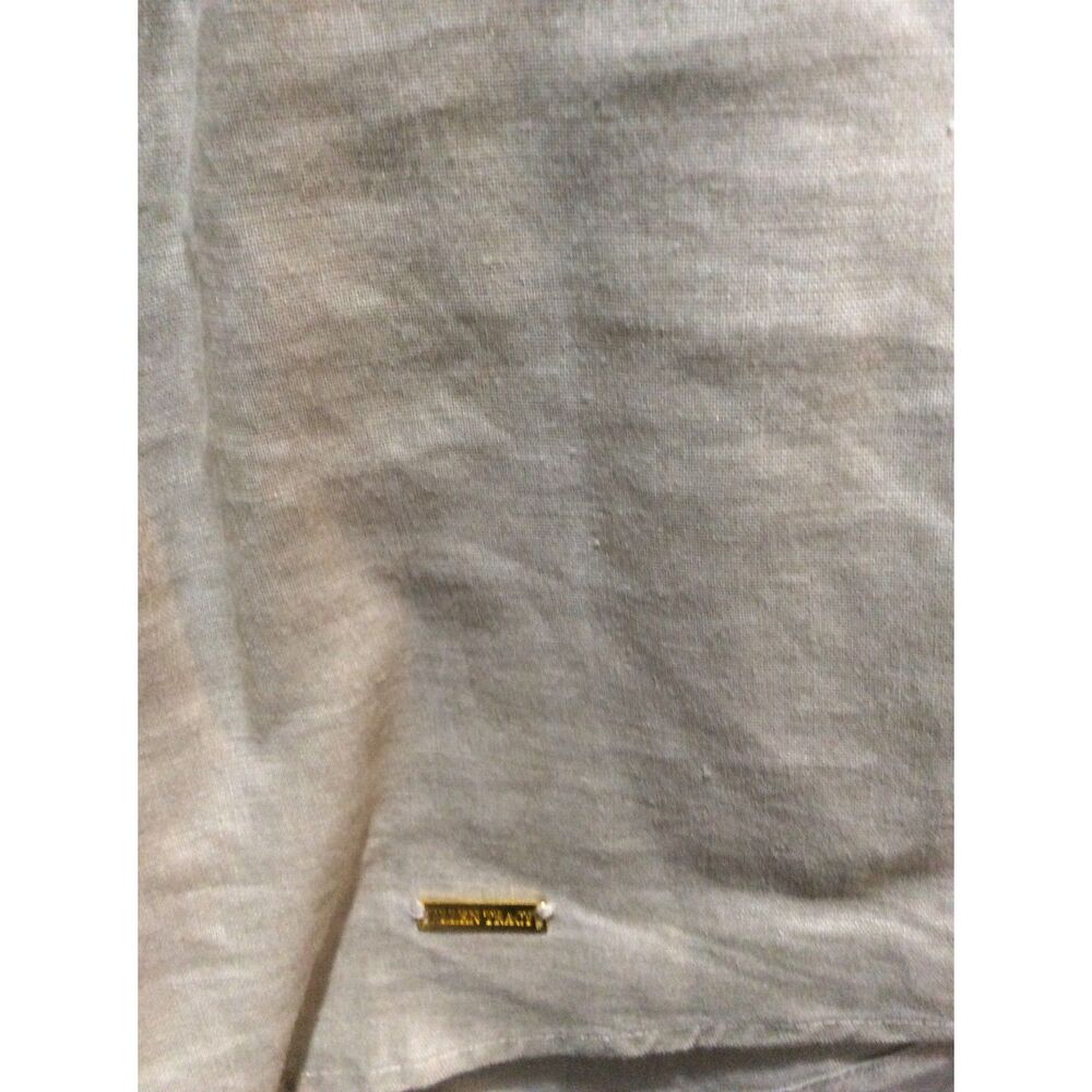 Linen short sleeve tan Large L VNC top shirt Ellen Tracy half zip front - Picture 7 of 7